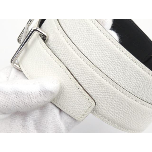 ▼値下げ▼■美品■85cm■　エルメス H ベルト 85 ホワイト ブラック 黒 エプソン SS □J刻 箱 【78989】 ▽値下げ▽□美品□85cm□ エルメス H ベルト 85 ホワイト ブラック 黒