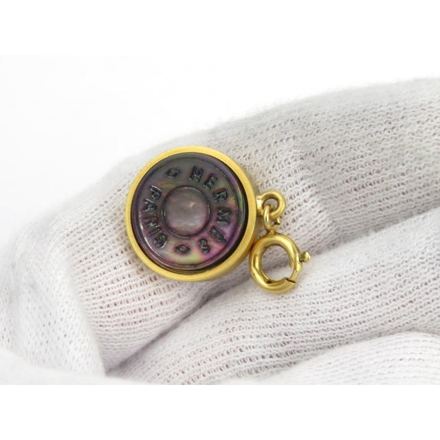 ■新同■　エルメス セリエ ネックレス トップ ゴールド GP ブラック シェル 【80760】 |  | 02