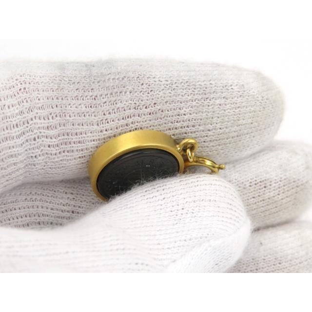 ■新同■　エルメス セリエ ネックレス トップ ゴールド GP ブラック シェル 【80760】 |  | 05