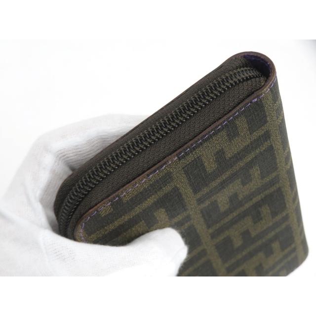□未使用□ フェンディ ラウンド ジップ 長財布 ズッカ 茶 紫 8M0024