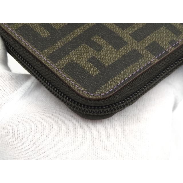 □未使用□ フェンディ ラウンド ジップ 長財布 ズッカ 茶 紫 8M0024