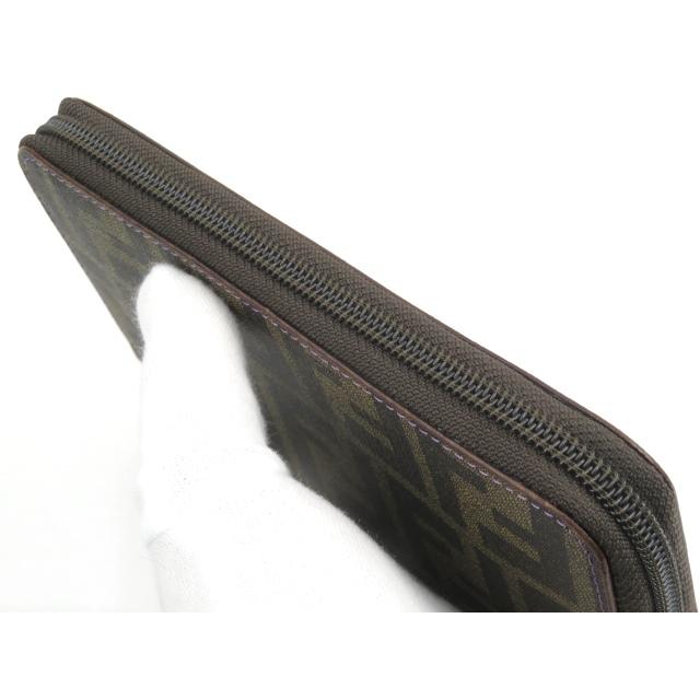 □未使用□ フェンディ ラウンド ジップ 長財布 ズッカ 茶 紫 8M0024