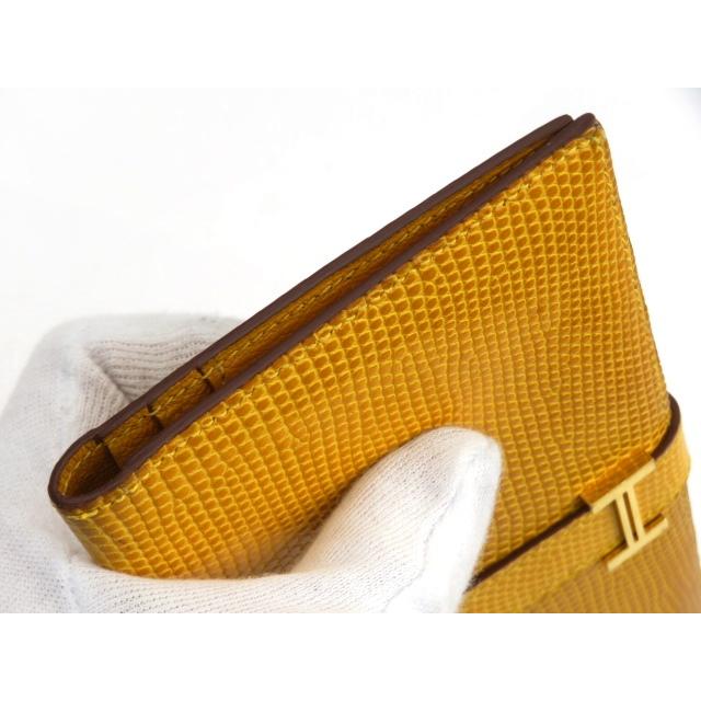 ▽値下げ▽□中古□ エルメス ベアン 二つ折り 長財布 リザード  