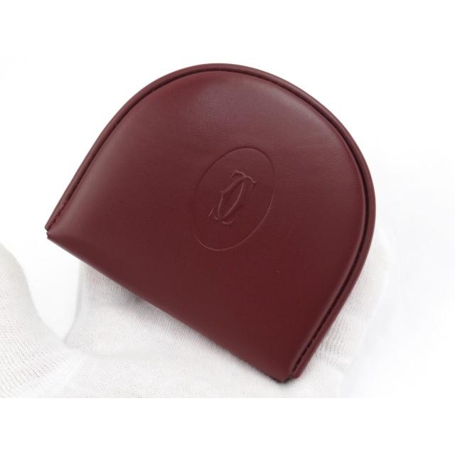 ■新同■　カルティエ マスト  ケース 小銭入れ レザー ボルドー 箱 LV L3000463【89404】 □新同□ カルティエ マスト コイン ケース 小銭入れ レザー ボルドー