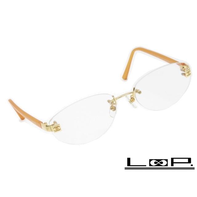 □美品□ シャネル 眼鏡 メガネ 度入り ゴールド K18 YG 54□18