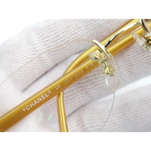 □美品□ シャネル 眼鏡 メガネ 度入り ゴールド K18 YG 54□18
