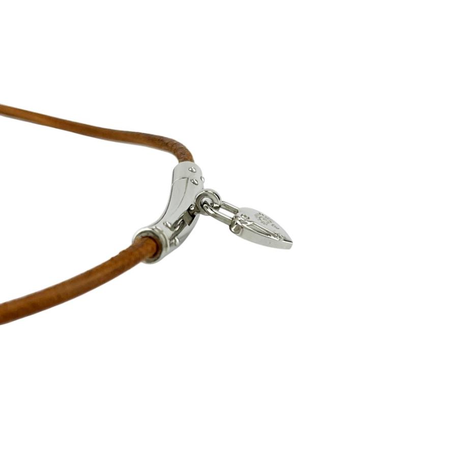 エルメス ■美品■ ヴィヴィリデファンタジー ハート チョーカー ネックレス アクセサリー SS レザー シルバー ブラウン 【A51】11 |  | 03