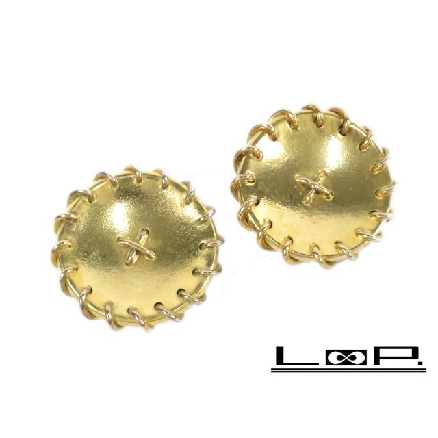 【ヴィンテージ】【HERMES】 エルメス ラウンド イヤリング アクセサリー ボタン モチーフ ゴールド GP 【A67024】 | 