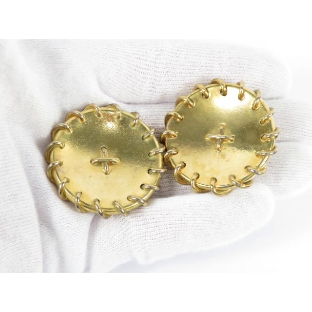 【ヴィンテージ】【HERMES】 エルメス ラウンド イヤリング アクセサリー ボタン モチーフ ゴールド GP 【A67024】 |  | 01