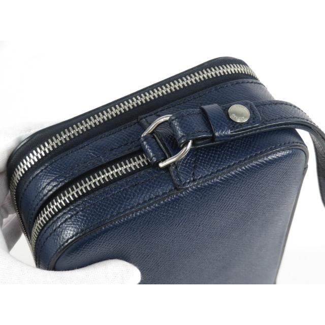 【美品】 dunhill ダンヒル セカンド クラッチ バッグ ネイビー 紺 レザー カーフ 革  【A67138】 |  | 03