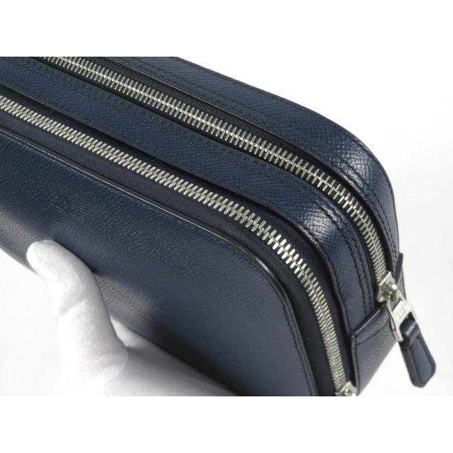 【美品】 dunhill ダンヒル セカンド クラッチ バッグ ネイビー 紺 レザー カーフ 革  【A67138】 |  | 05