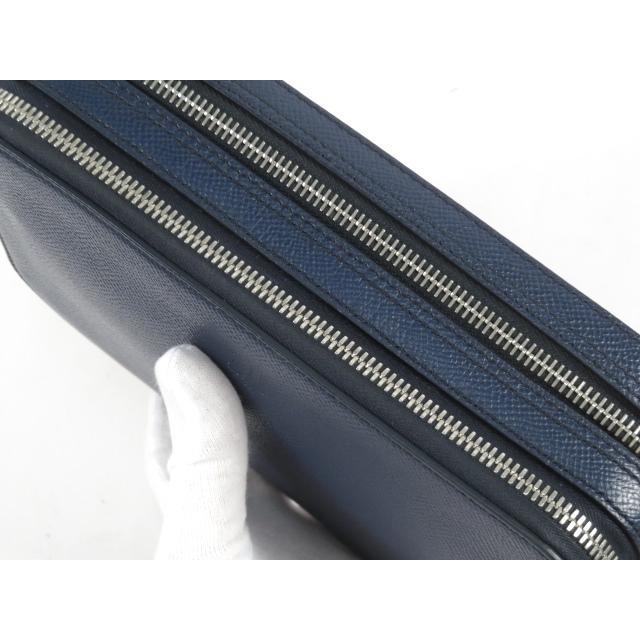 【美品】 dunhill ダンヒル セカンド クラッチ バッグ ネイビー 紺 レザー カーフ 革  【A67138】 |  | 06