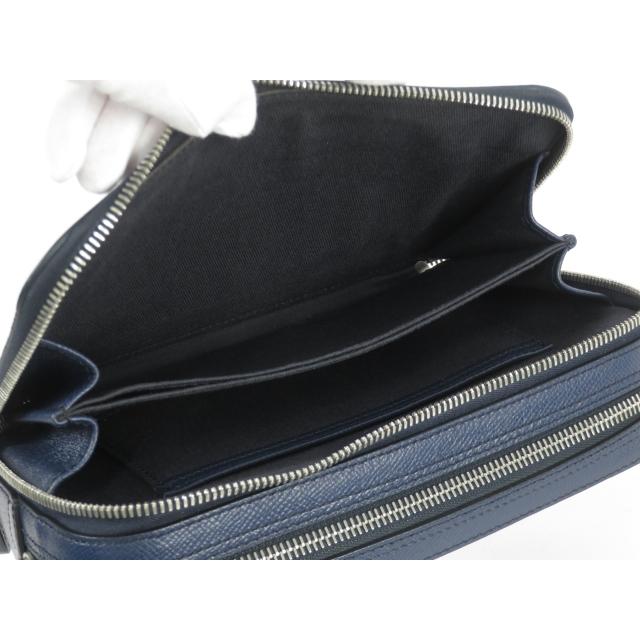 【美品】 dunhill ダンヒル セカンド クラッチ バッグ ネイビー 紺 レザー カーフ 革  【A67138】 |  | 08