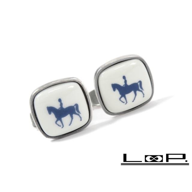 【特別値下げ 4/29日01：59まで】■美品■　ジョージジェンセン カフス カフリンクス 馬 ホース スーツ 陶器 SV 【A67238】 | 