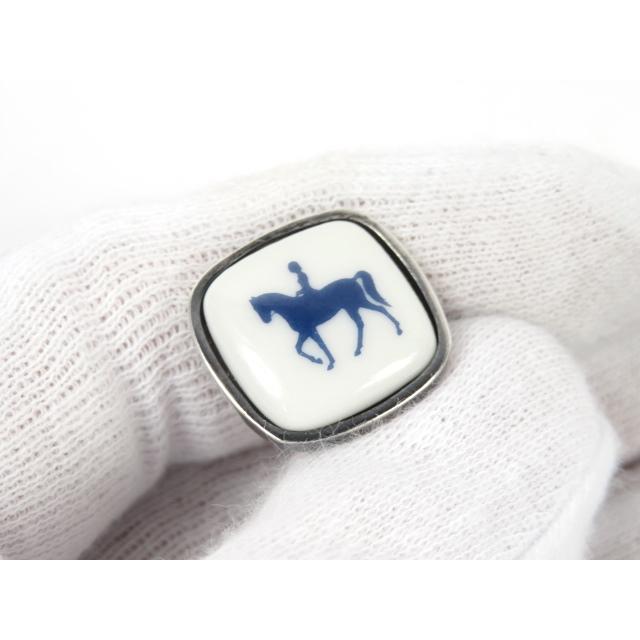 【特別値下げ 4/29日01：59まで】■美品■　ジョージジェンセン カフス カフリンクス 馬 ホース スーツ 陶器 SV 【A67238】 |  | 05