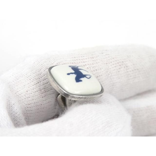 【特別値下げ 4/29日01：59まで】■美品■　ジョージジェンセン カフス カフリンクス 馬 ホース スーツ 陶器 SV 【A67238】 |  | 06