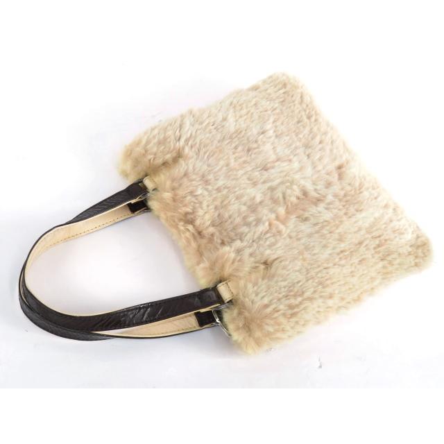 【CHROME HEARTS】 クロムハーツ ファー ミニ ハンド バッグ ベージュ ブラウン レザー シルバー SV 925 【A68947】 |  | 01