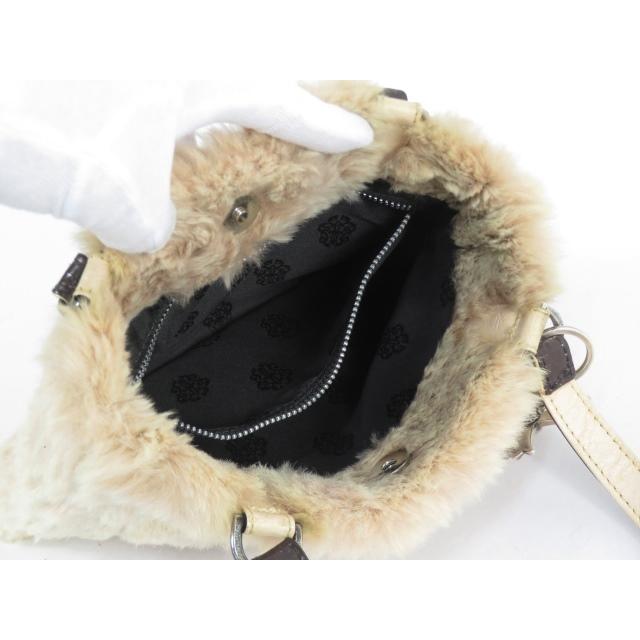 【CHROME HEARTS】 クロムハーツ ファー ミニ ハンド バッグ ベージュ ブラウン レザー シルバー SV 925 【A68947】 |  | 09