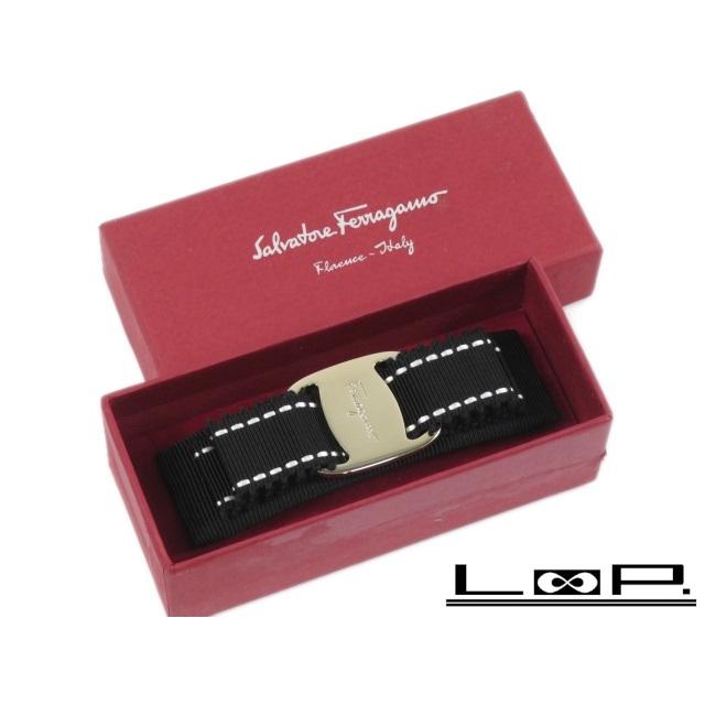 【新同】 SALVRTONE FERRAGAMO サルヴァトーレ フェラガモ バレッタ ヴァラ リボン ヘア アクセサリー ブラック 黒 クロ 箱 【A71115】 | 