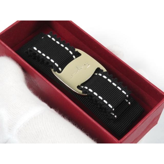 【新同】 SALVRTONE FERRAGAMO サルヴァトーレ フェラガモ バレッタ ヴァラ リボン ヘア アクセサリー ブラック 黒 クロ 箱 【A71115】 |  | 01
