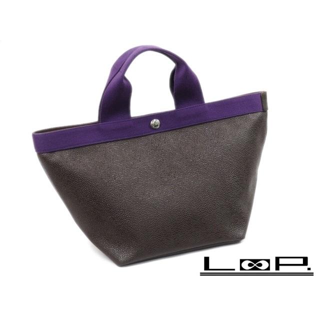 □中古□ エルベシャプリエ キャンバス トート バッグ ダークブラウン 