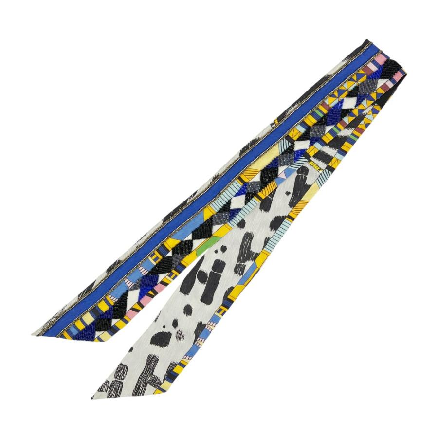 エルメス ■美品■ プレシュー ツイリー スカーフ ファッション ビーズ シルク マルチ ブルー 箱 【A9】5 |  | 01