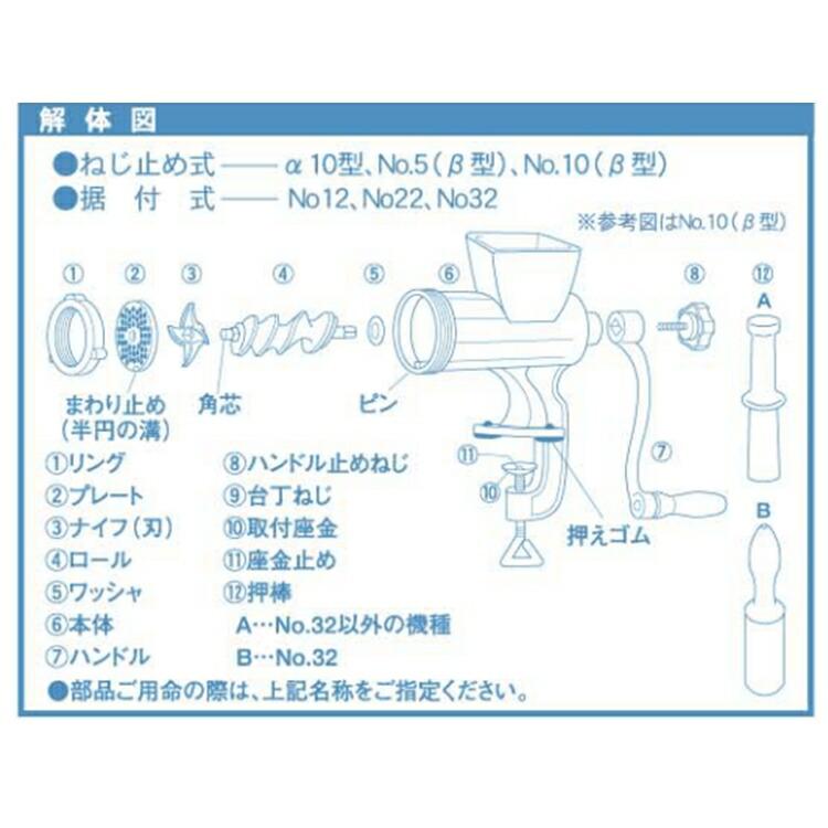 ボニー ミートチョッパー 手動式 No.5用 プレート φ1.2mm CMC-11の画像