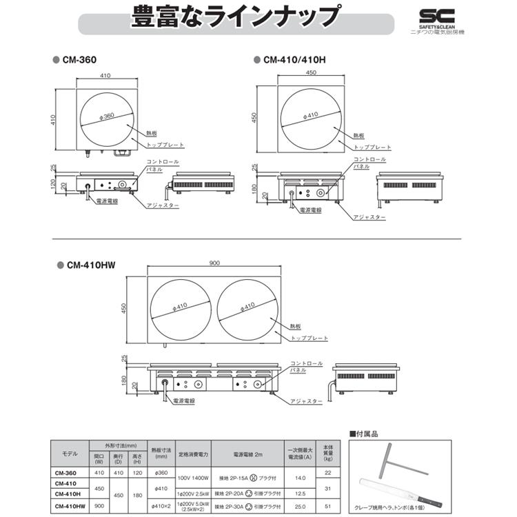 ニチワ 電気式 クレープ焼器 CM-410 GKL-01 : Loop Leaf ループリーフ 