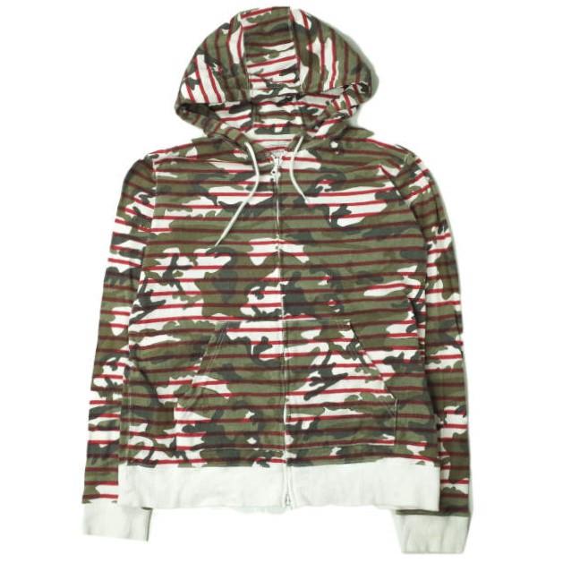 SOPHNET. ソフネット CAMOUFLAGE OVER PRINT PANEL BORDER ZIP UP 