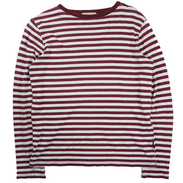 SOUTIENCOL スチアンコル 日本製 ボーダーロングスリーブTシャツ 1 ボルドー 長袖 クルーネック トップス f1074 | 