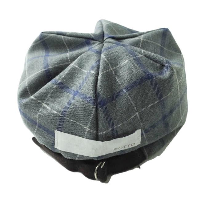 POTTO ポト リバーシブルキャップ Free グレー/ブラウン チェック＆ソリッド 帽子 f1106 |  | 01