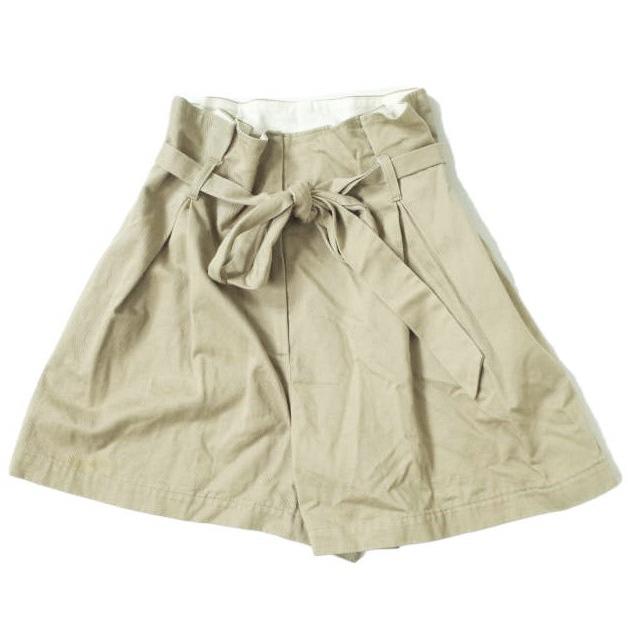 Ray BEAMS レイビームス 日本製 リボンタックワイドショーツ 6328-0062-2187 0 ベージュ ハイウエスト ショートパンツ ボトムス f1149 | 