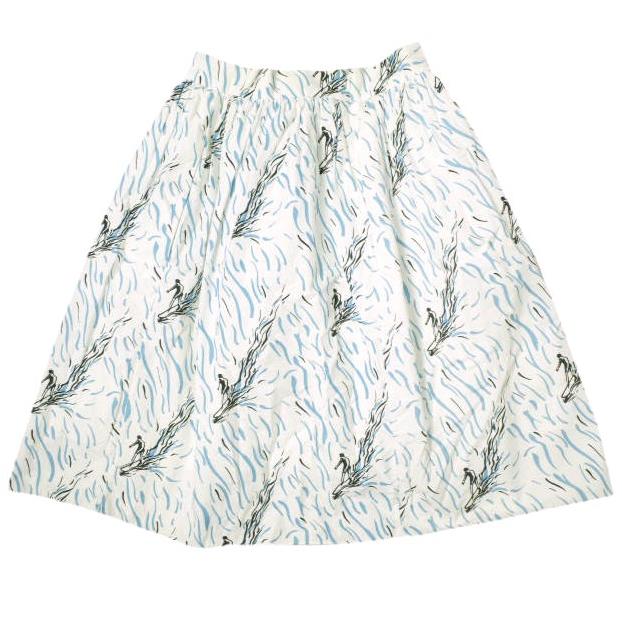 CARVEN カルヴェン カルベン サーフプリント ギャザースカート 415 J158 36 WHITE ボトムス g019671 | 