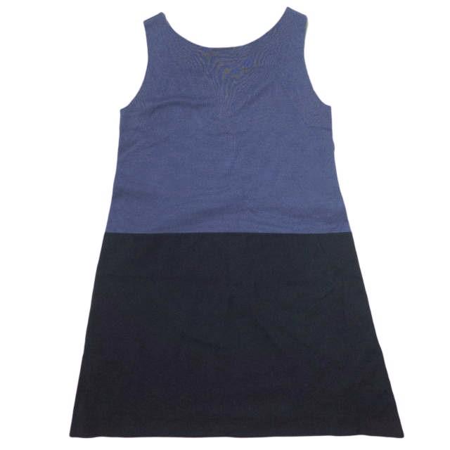 J＆M Davidson ジェイアンドエムデヴィッドソン バイカラーノースリーブコットンニットワンピース 627-17031 XS ブルー/ネイビー g10107 | 