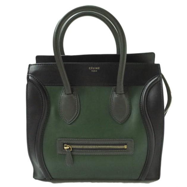 CELINE セリーヌ ラゲージミニショッパー F-AT-0171 F-UP-0171 Forest(グリーン/ブラック) Luggage スムースレザー ハンドバッグ g10131 | 