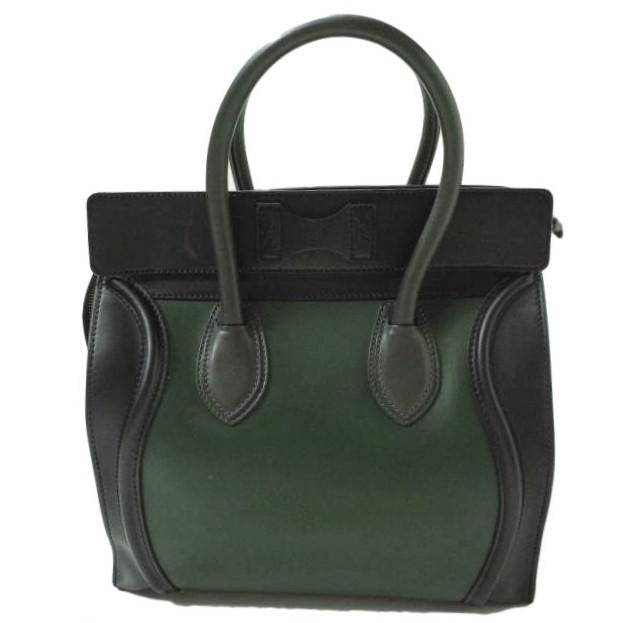 CELINE セリーヌ ラゲージミニショッパー F-AT-0171 F-UP-0171 Forest(グリーン/ブラック) Luggage スムースレザー ハンドバッグ g10131 |  | 01