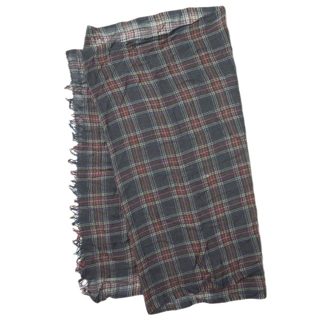 Faliero Sarti ファリエロサルティ イタリア製 ウールシルク 大判チェックストール グレー フリンジ マフラー ユニセックス g10140 |  | 01