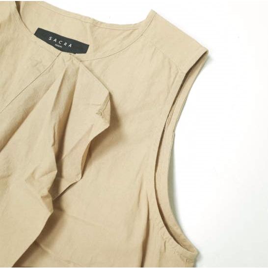 SACRA サクラ 日本製 ノースリーブフリルワンピース SD208041 38 ベージュ トップス g10170 |  | 04