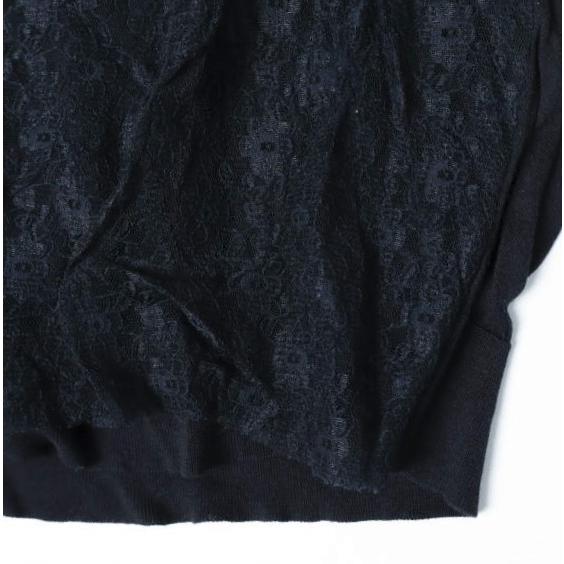 Stella McCartney ステラマッカートニー イタリア製 コットンシルク フラワーレース Vネックニット UP56 2013 04126 40 NAVY セーター |  | 04