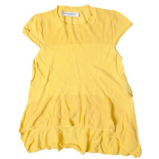 VIKTOR＆ROLF ヴィクターアンドロルフ イタリア製 15SS コットンメッシュ ショートスリーブニット S44HA0194 S15262 XS YELLOW セーター | 