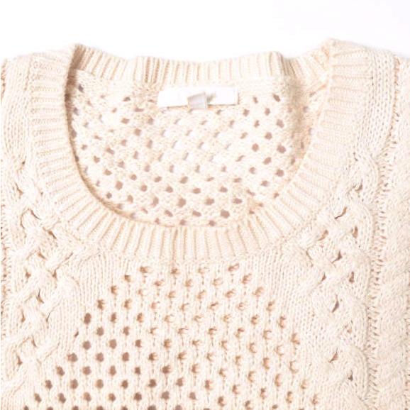 Chloe クロエ クロシェ編み コットンレーヨン クルーネックニット 14 PINK BEIGE セーター トップス g10339 |  | 03