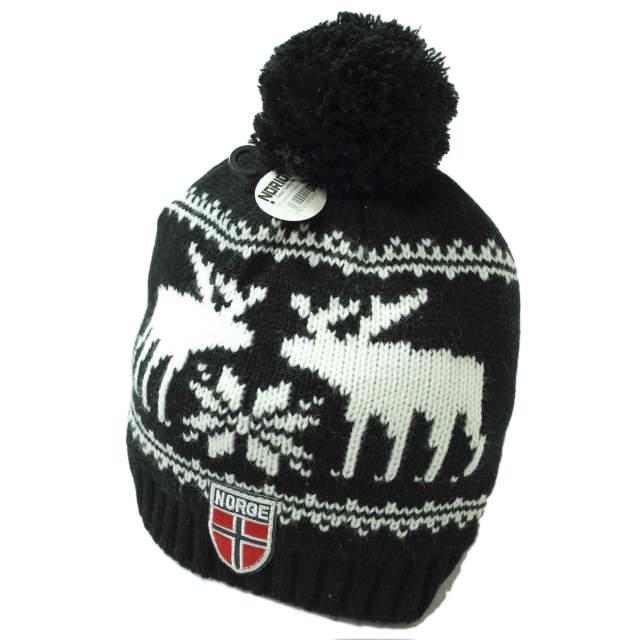 新品 STARZONE NORWAY DESIGN ボンボン付き ノルディック柄ニットキャップ BLACK/WHITE NORGE ニット帽 ワッチキャップ ビーニー g10395 |  | 01