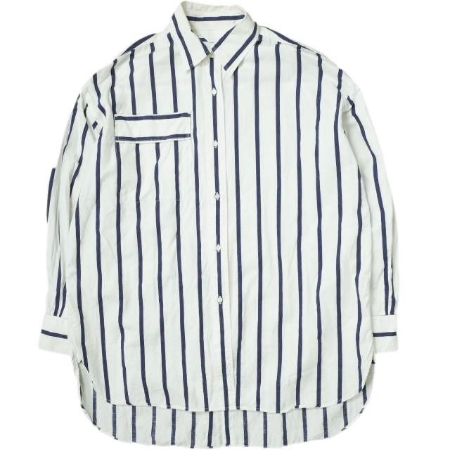 UNUSED アンユーズド 18AW 日本製 STRIPE SHIRTS コットンシルクストライプシャツ US1486 0 ホワイト/ネイビー 長袖 バックスリット g10410 | 