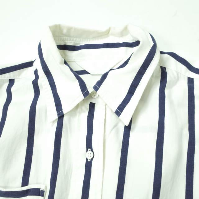 UNUSED アンユーズド 18AW 日本製 STRIPE SHIRTS コットンシルクストライプシャツ US1486 0 ホワイト/ネイビー 長袖 バックスリット g10410 |  | 03