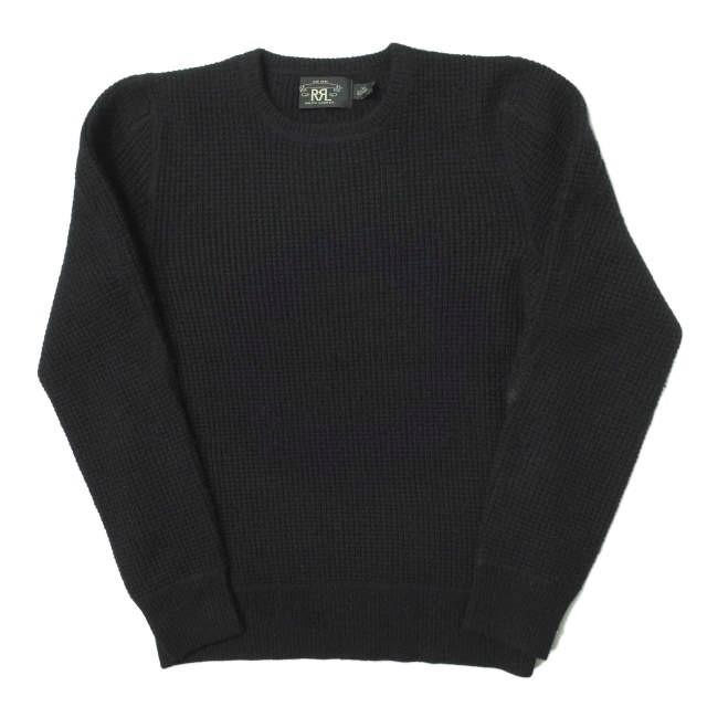 RRL ダブルアールエル CASHMERE WAFFLE KNIT カシミヤワッフルニット XS ブラック セーター Double RL クルーネック  プルオーバー g10502 : g10502 : LOOPヤフーショッピング店 - 通販 - Yahoo!ショッピング