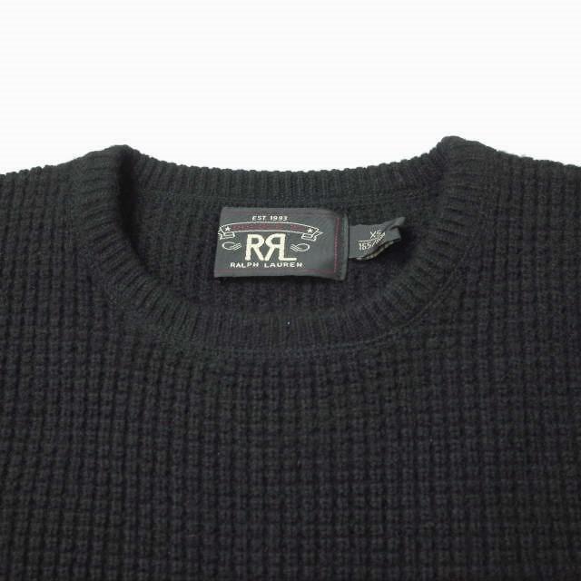 RRL ダブルアールエル CASHMERE WAFFLE KNIT カシミヤワッフルニット XS ブラック セーター Double RL クルーネック  プルオーバー g10502