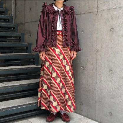 Engineered Garments エンジニアードガーメンツ 20SS エスニックジャガード ロングラップエプロンスカート 1 レッド 巻き g10681 |  | 07