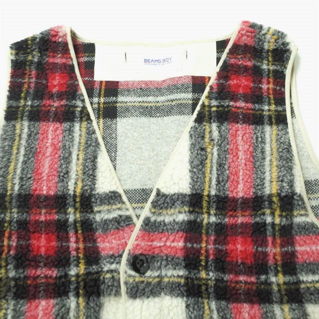 BEAMS BOY ビームスボーイ 19AW チェックボアフリースライナーベスト 13-06-0172-370 ONE SIZE IVORY ジレ タータンチェック g10722 |  | 03