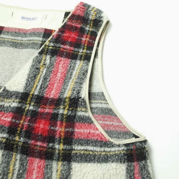 BEAMS BOY ビームスボーイ 19AW チェックボアフリースライナーベスト 13-06-0172-370 ONE SIZE IVORY ジレ タータンチェック g10722 |  | 04