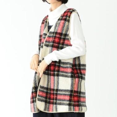 BEAMS BOY ビームスボーイ 19AW チェックボアフリースライナーベスト 13-06-0172-370 ONE SIZE IVORY ジレ タータンチェック g10722 |  | 07